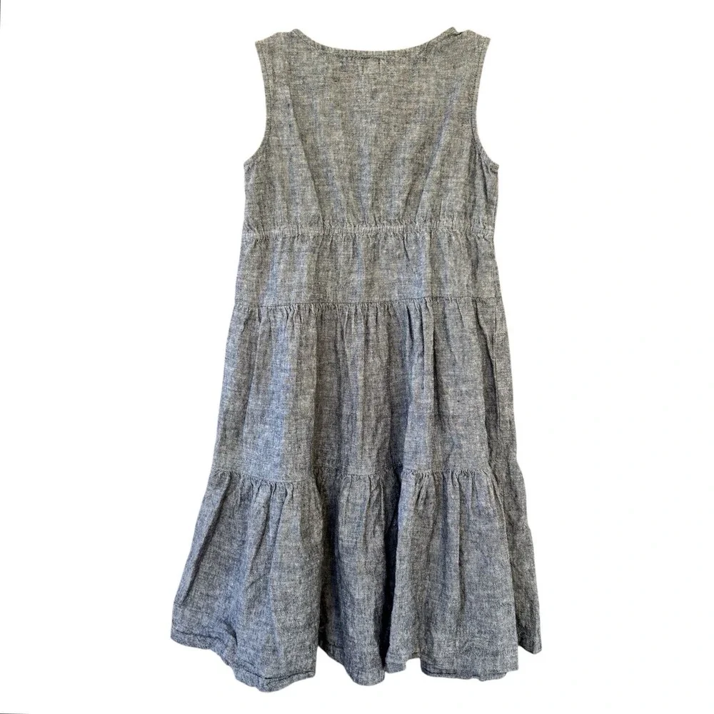 Tea Collection Embroidered Chambray Dress Girls‎ 7 Linen/Cotton Blend Boho Fall